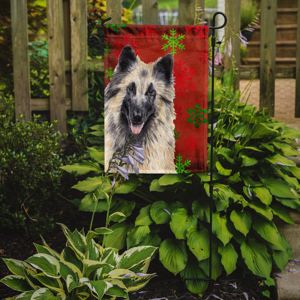 Belgian Tervuren Red and Green Snowflakes Holiday Christmas Garden Flag Mailbox Decorative Yard Banner Outside Patio Artwork for Flower Beds, Garden Size, Multicolor