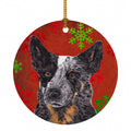 Australian Cattle Dog Red Green Snowflakes Christmas Ceramic Ornament Christmas Tree Hanging Decorations for Home Christmas Holiday, Party, Gift, 3 in, Multicolor