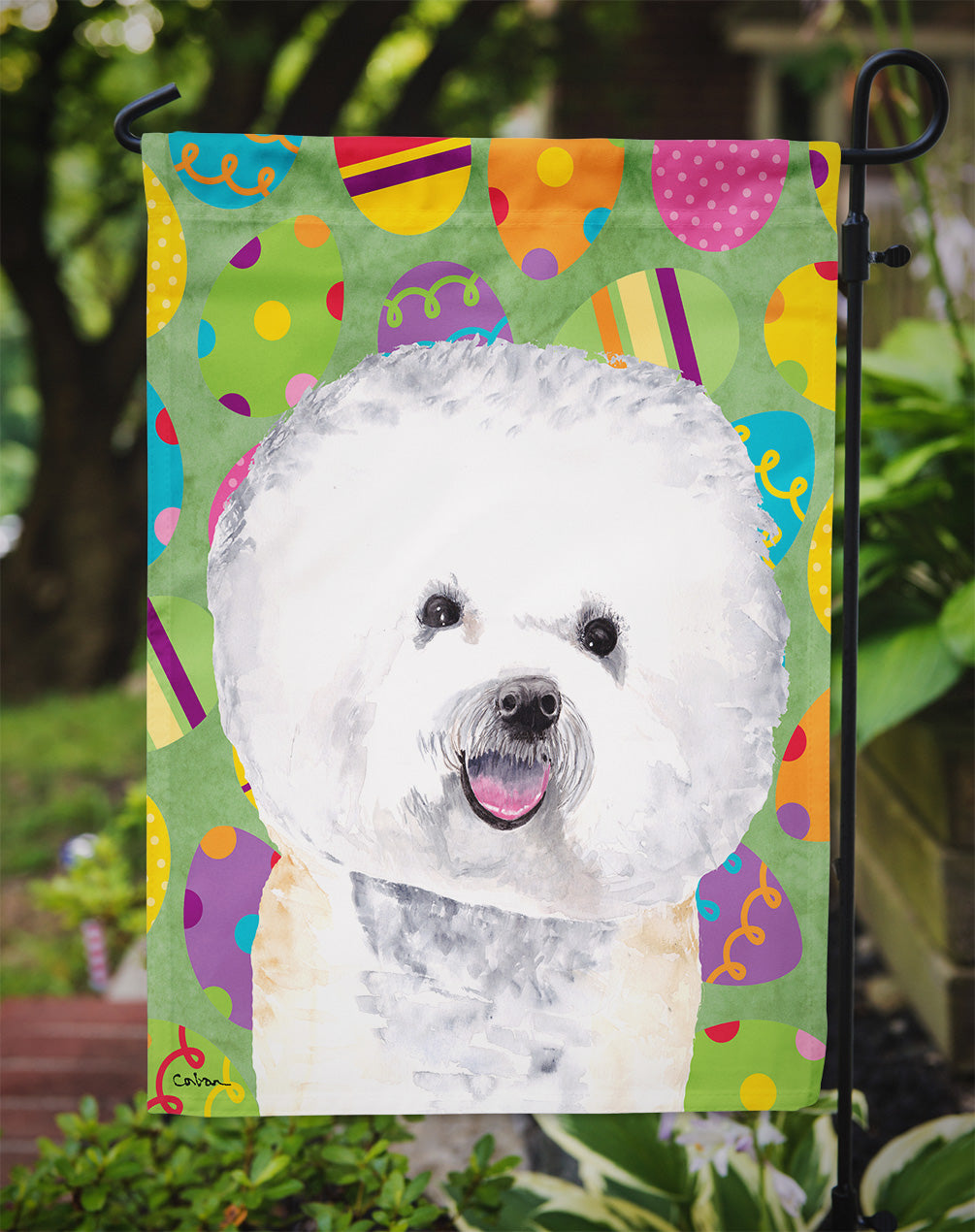 Bichon Frise Easter Eggtravaganza Garden Flag Mailbox Decorative Yard Banner Outside Patio Artwork for Flower Beds, Garden Size, Multicolor