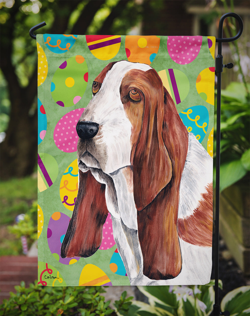 Basset Hound Easter Eggtravaganza Garden Flag Mailbox Decorative Yard Banner Outside Patio Artwork for Flower Beds, Garden Size, Multicolor