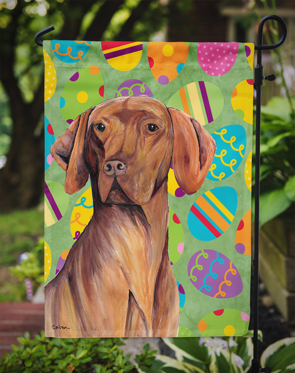 Vizsla Easter Eggtravaganza Garden Flag Mailbox Decorative Yard Banner Outside Patio Artwork for Flower Beds, Garden Size, Multicolor