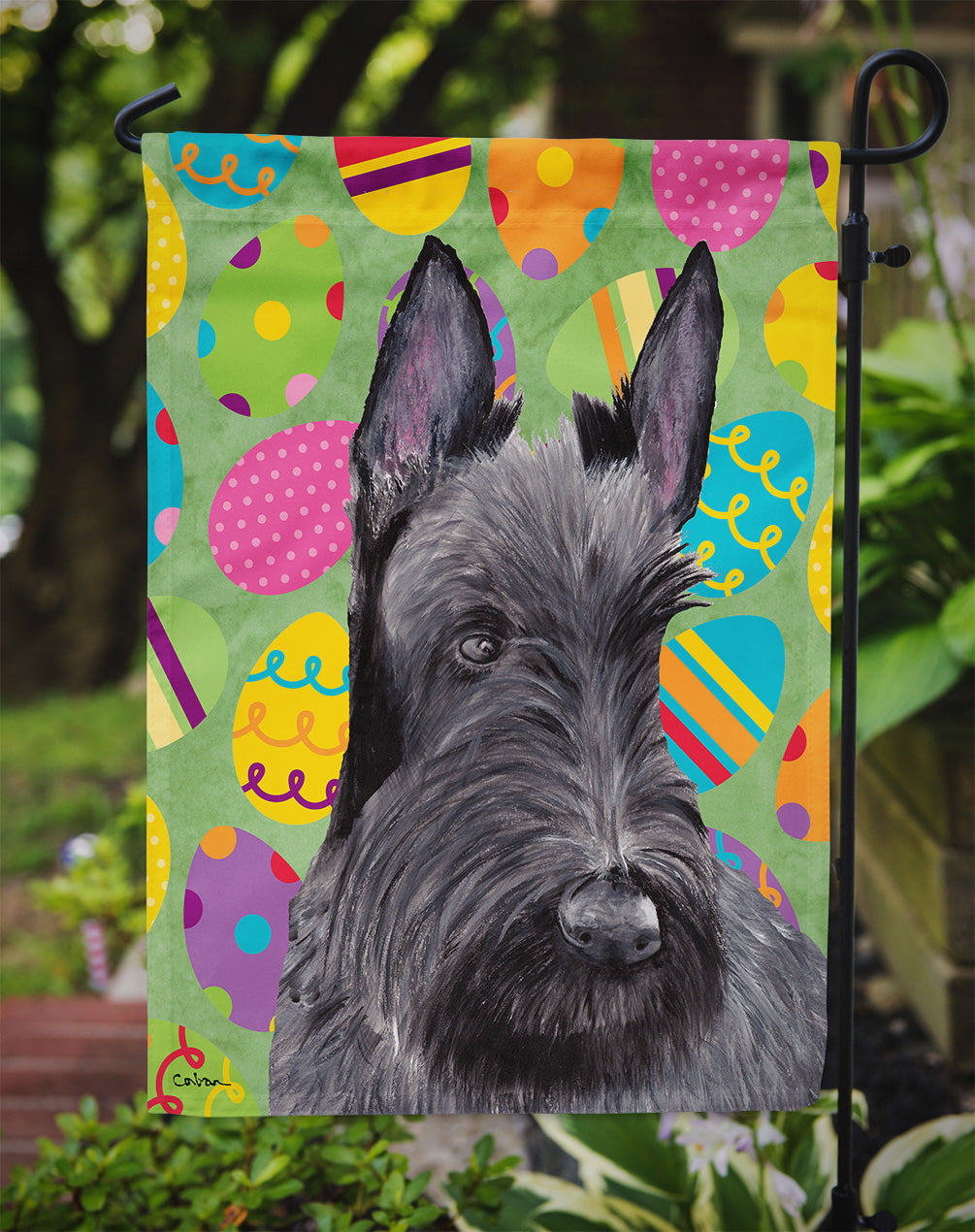 Scottish Terrier Easter Eggtravaganza Garden Flag Mailbox Decorative Yard Banner Outside Patio Artwork for Flower Beds, Garden Size, Multicolor