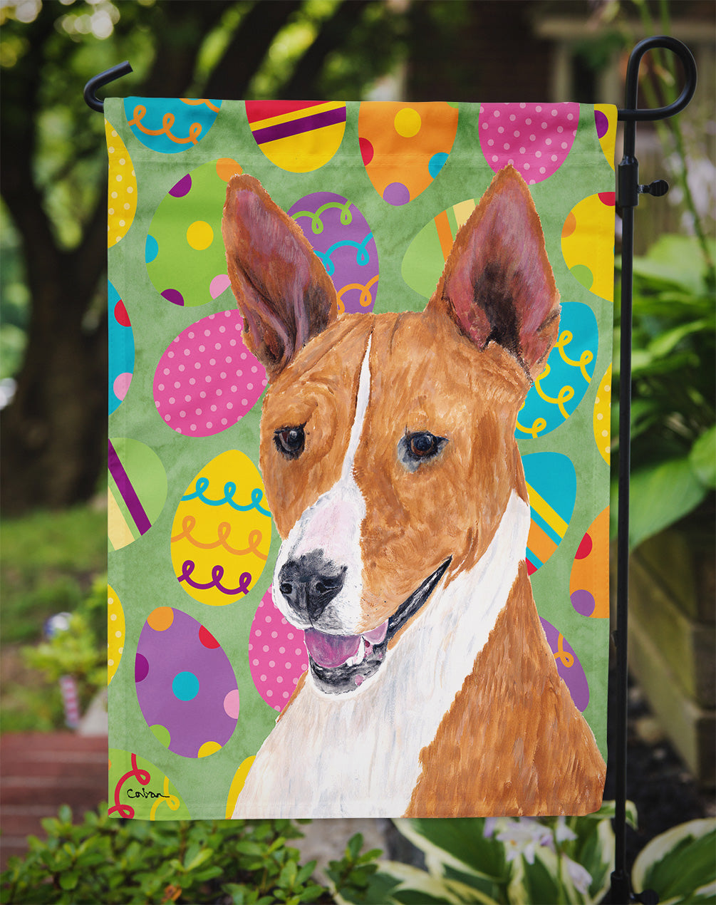 Basenji Easter Eggtravaganza Garden Flag Mailbox Decorative Yard Banner Outside Patio Artwork for Flower Beds, Garden Size, Multicolor