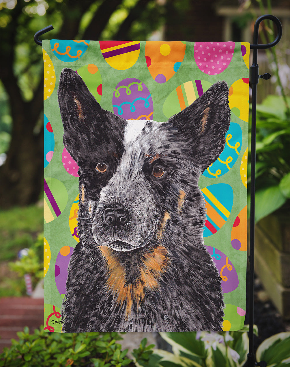 Australian Cattle Dog Easter Eggtravaganza Garden Flag Mailbox Decorative Yard Banner Outside Patio Artwork for Flower Beds, Garden Size, Multicolor