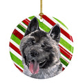 Akita Candy Cane Holiday Christmas Ceramic Ornament Christmas Tree Hanging Decorations for Home Christmas Holiday, Party, Gift, 3 in, Multicolor