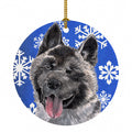 Akita Winter Snowflakes Holiday Ceramic Ornament Christmas Tree Hanging Decorations for Home Christmas Holiday, Party, Gift, 3 in, Multicolor