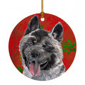 Akita Red Snowflakes Holiday Christmas Ceramic Ornament Christmas Tree Hanging Decorations for Home Christmas Holiday, Party, Gift, 3 in, Multicolor