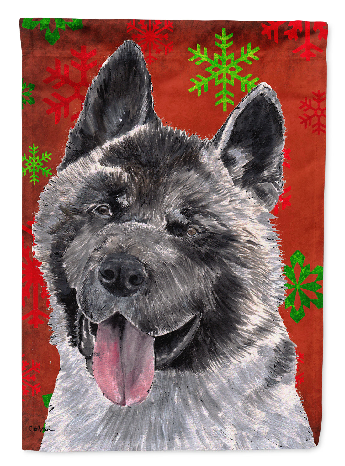 Akita Red Snowflakes Holiday Christmas Garden Flag Mailbox Decorative Yard Banner Outside Patio Artwork for Flower Beds, Garden Size, Multicolor