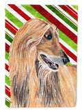Afghan Hound Candy Cane Holiday Christmas Garden Flag Mailbox Decorative Yard Banner Outside Patio Artwork for Flower Beds, Garden Size, Multicolor