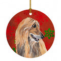 Afghan Hound Red Snowflakes Holiday Christmas  Ceramic Ornament Christmas Tree Hanging Decorations for Home Christmas Holiday, Party, Gift, 3 in, Multicolor