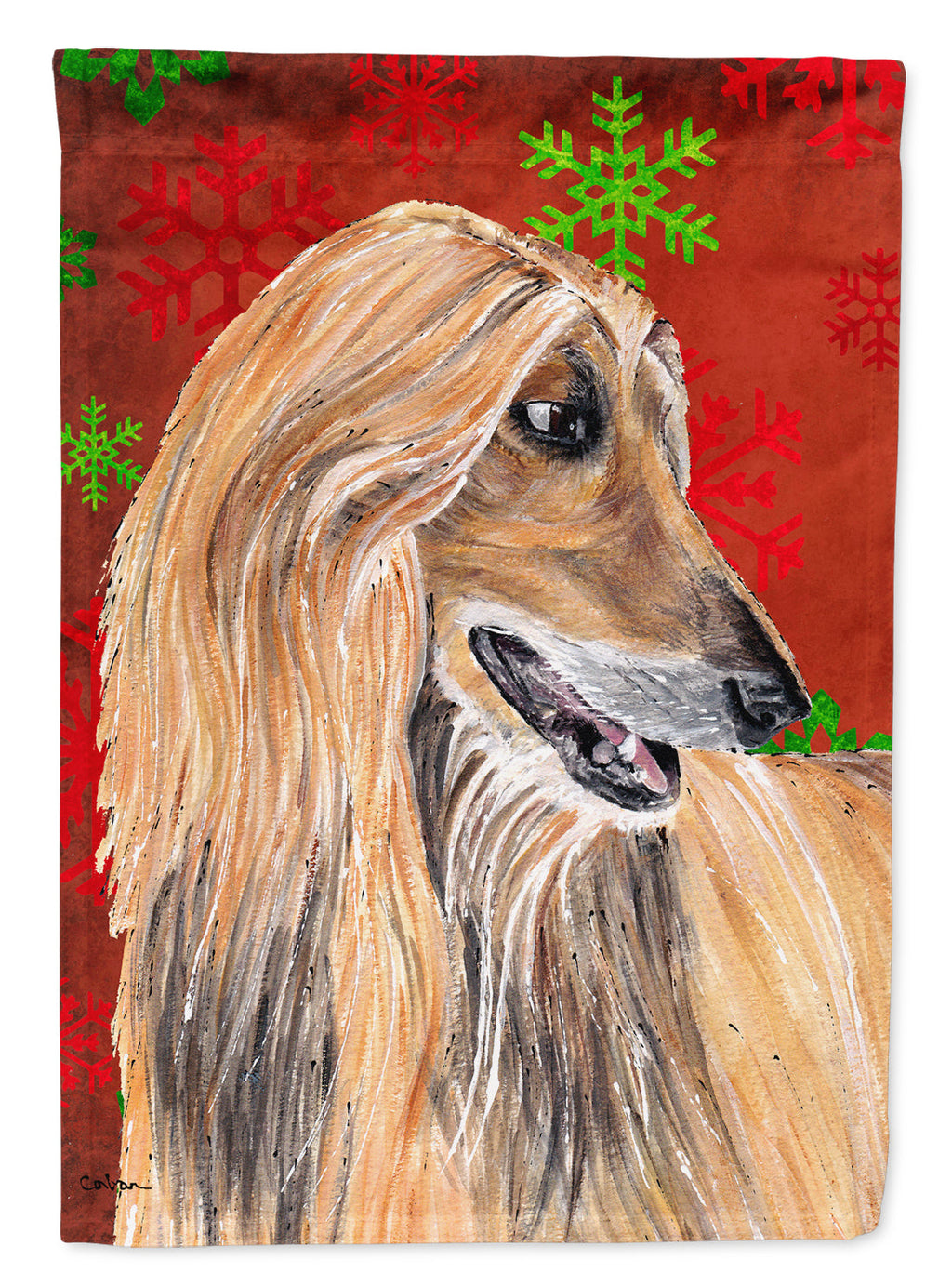 Afghan Hound Red Snowflakes Holiday Christmas Garden Flag Mailbox Decorative Yard Banner Outside Patio Artwork for Flower Beds, Garden Size, Multicolor