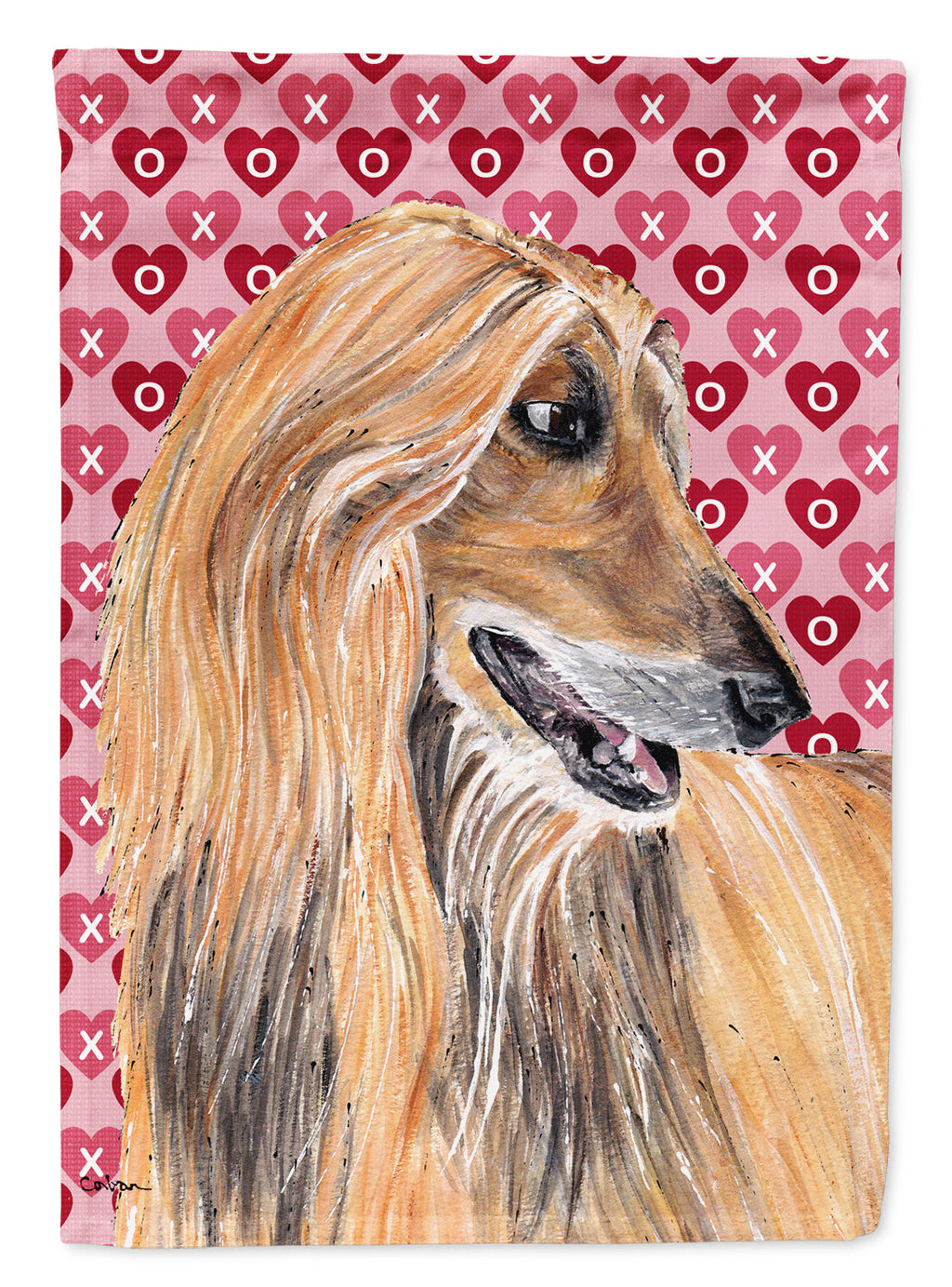 Afghan Hound Hearts Love and Valentine's Day Garden Flag Mailbox Decorative Yard Banner Outside Patio Artwork for Flower Beds, Garden Size, Multicolor
