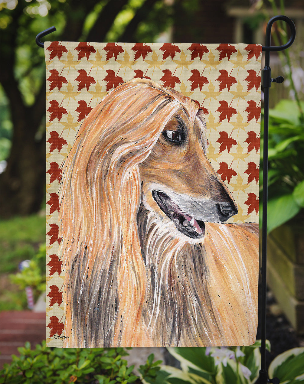 Afghan Hound Fall Leaves Garden Flag Mailbox Decorative Yard Banner Outside Patio Artwork for Flower Beds, Garden Size, Multicolor