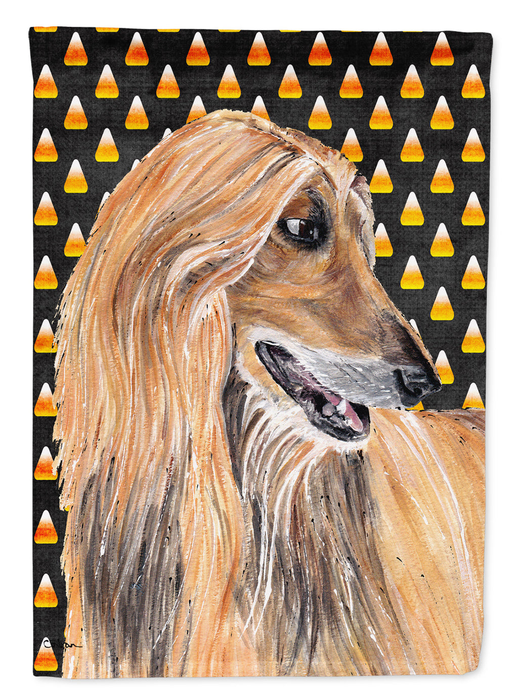 Afghan Hound Candy Corn Halloween Garden Flag Mailbox Decorative Yard Banner Outside Patio Artwork for Flower Beds, Garden Size, Multicolor