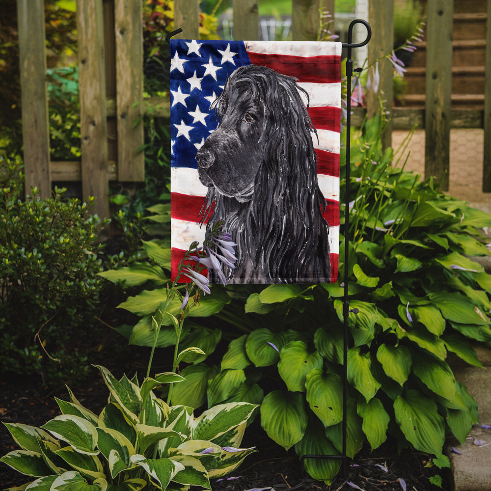 Black Cocker Spaniel with American Flag Garden Flag Mailbox Decorative Yard Banner Outside Patio Artwork for Flower Beds, Garden Size, Multicolor