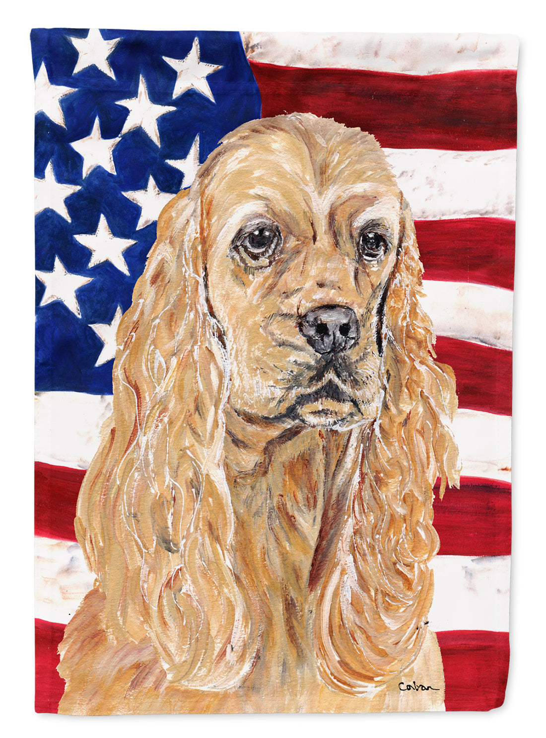 Buff Cocker Spaniel with American Flag Garden Flag Mailbox Decorative Yard Banner Outside Patio Artwork for Flower Beds, Garden Size, Multicolor
