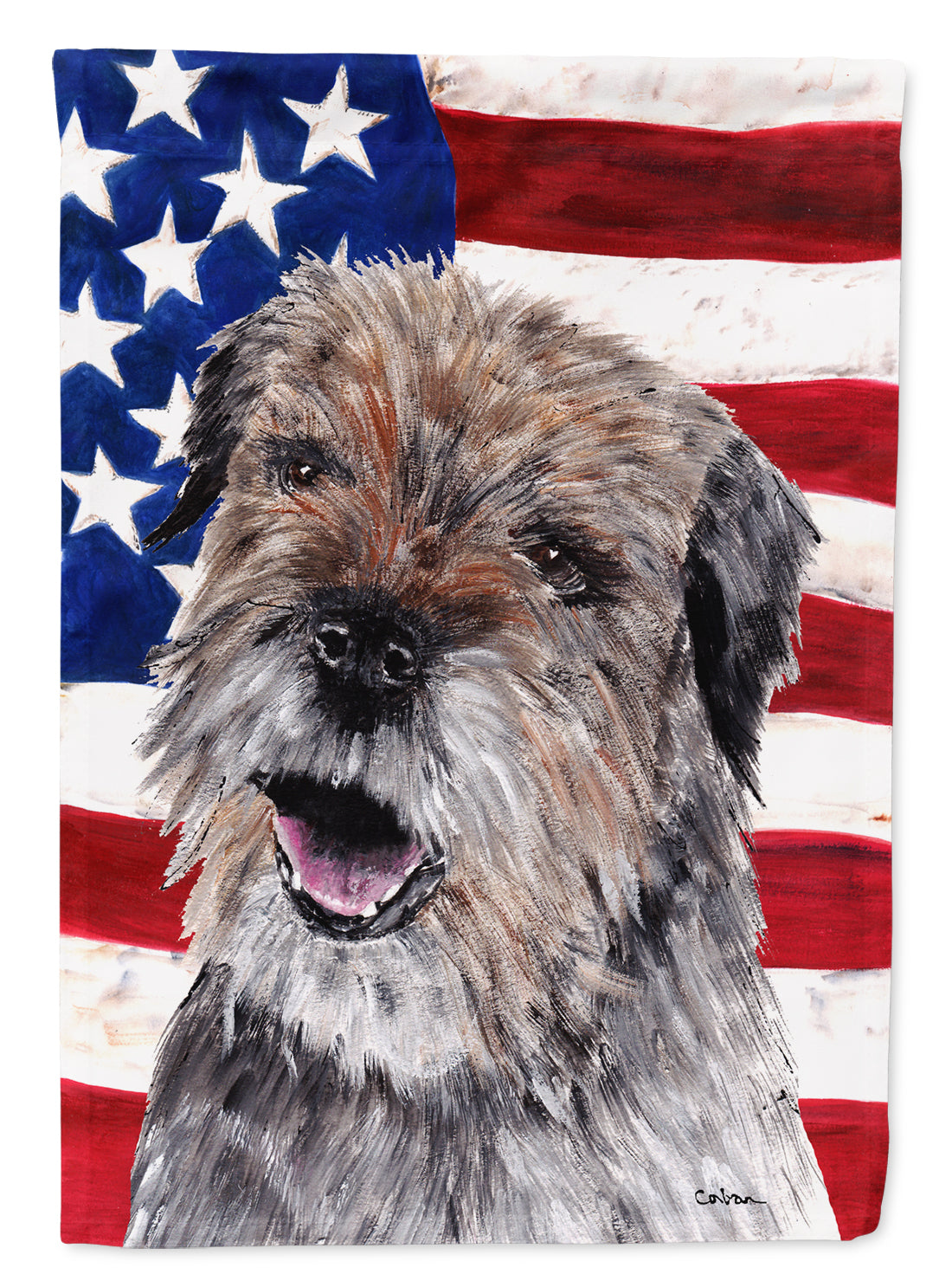 Border Terrier with American Flag Garden Flag Mailbox Decorative Yard Banner Outside Patio Artwork for Flower Beds, Garden Size, Multicolor