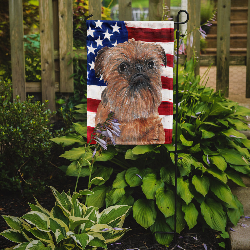 Brussels Griffon with American Flag Garden Flag Mailbox Decorative Yard Banner Outside Patio Artwork for Flower Beds, Garden Size, Multicolor