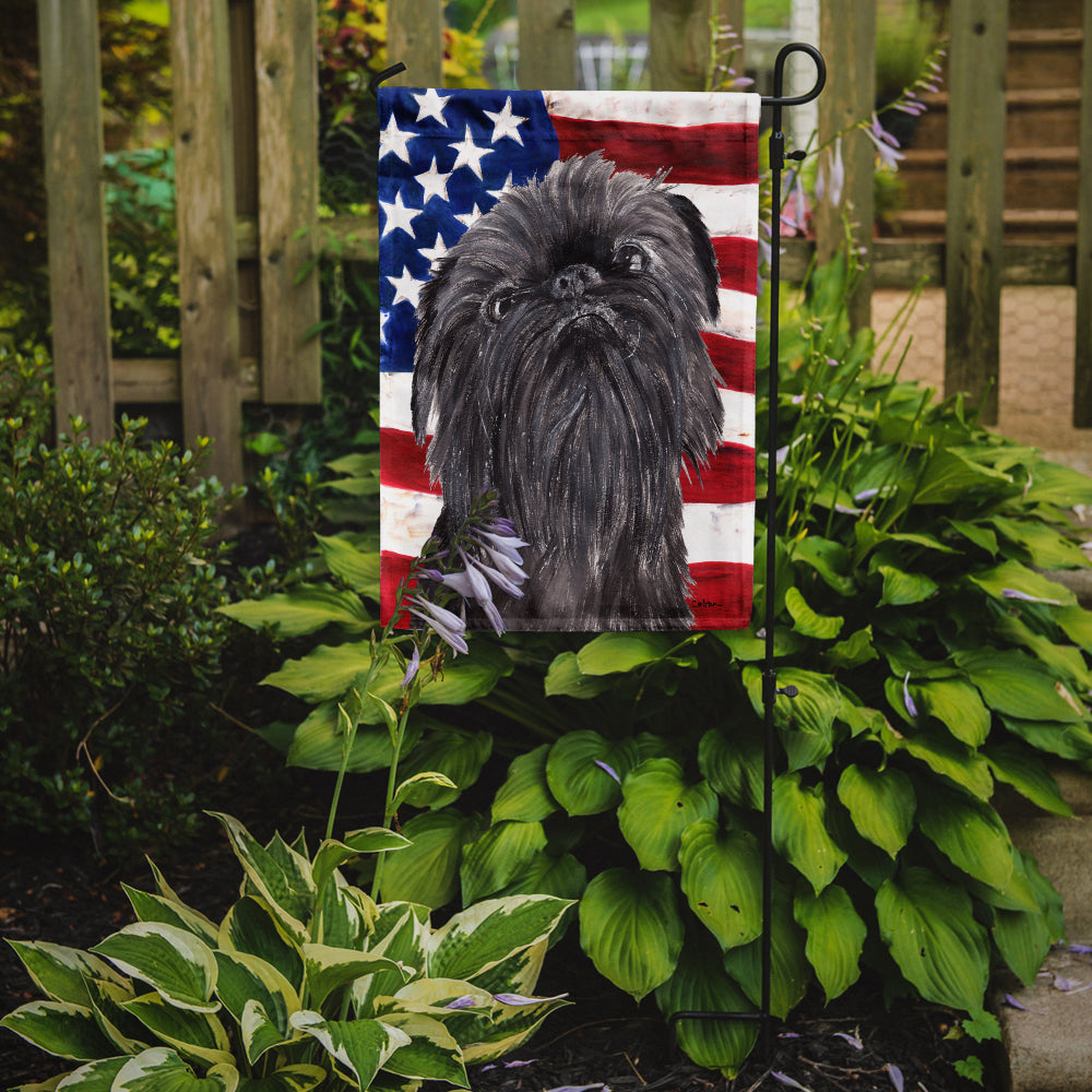 Brussels Griffon with American Flag Garden Flag Mailbox Decorative Yard Banner Outside Patio Artwork for Flower Beds, Garden Size, Multicolor