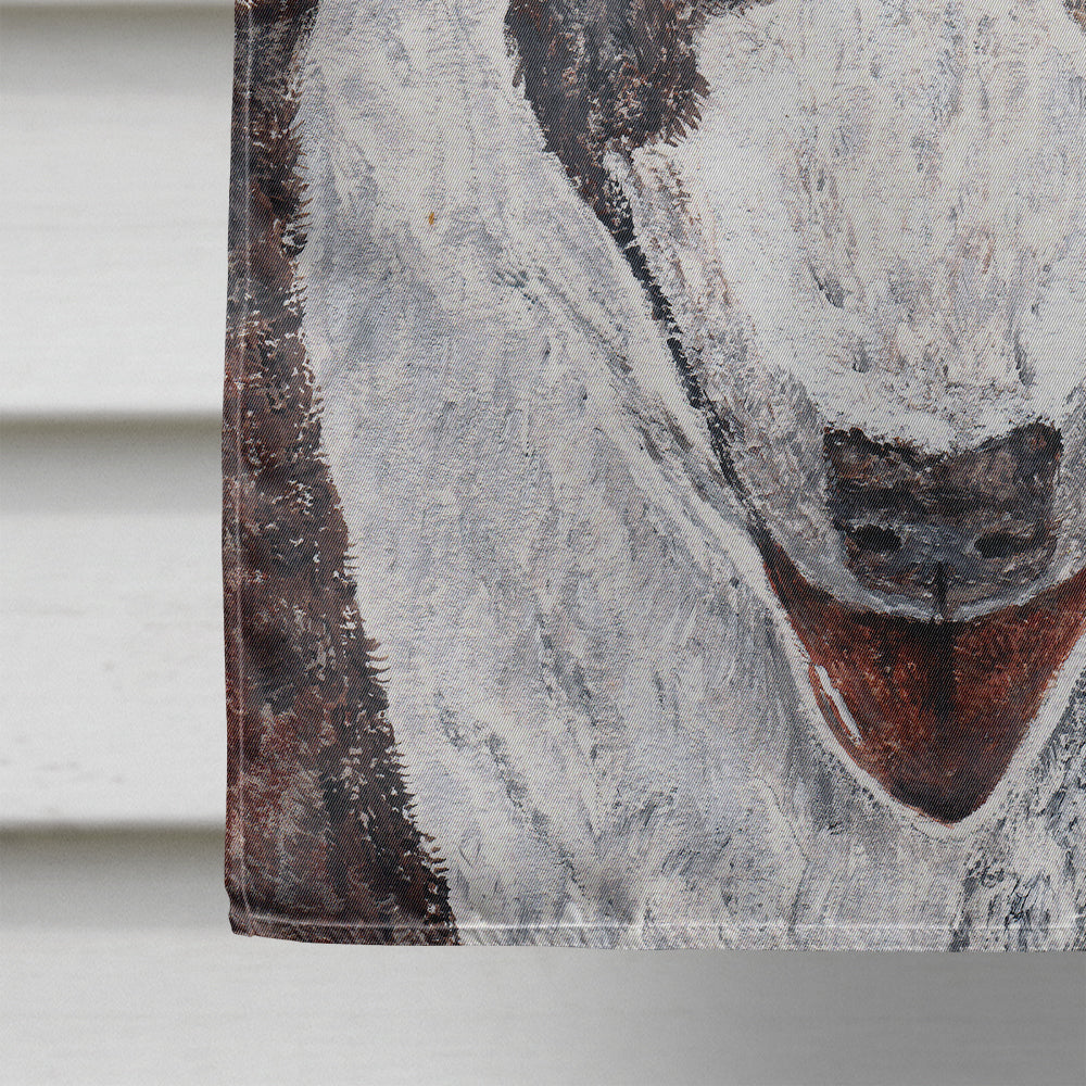 Bull Terrier with American Flag House Flag 28x40 Porch Sleeve Pole Decorative Outside Yard Banner Artwork Wall Hanging, Polyester