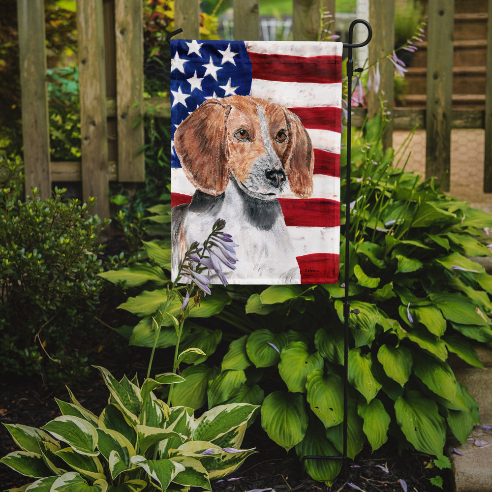 English Foxhound with American Flag Garden Flag Mailbox Decorative Yard Banner Outside Patio Artwork for Flower Beds, Garden Size, Multicolor