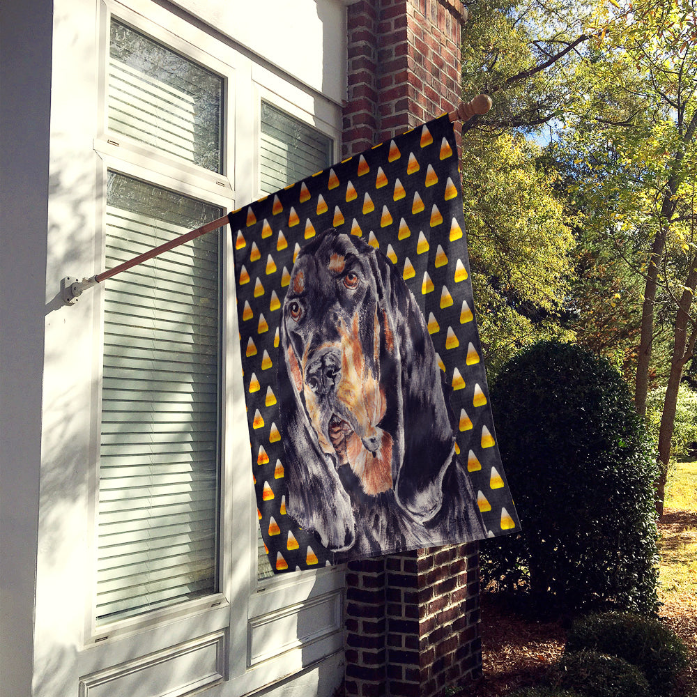 Black and Tan Coonhound Candy Corn Halloween House Flag 28x40 Porch Sleeve Pole Decorative Outside Yard Banner Artwork Wall Hanging, Polyester