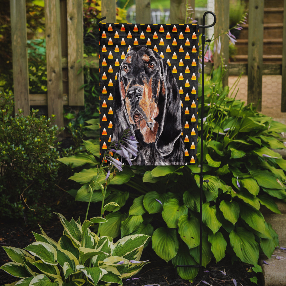 Black and Tan Coonhound  Candy Corn Halloween Garden Flag Mailbox Decorative Yard Banner Outside Patio Artwork for Flower Beds, Garden Size, Multicolor