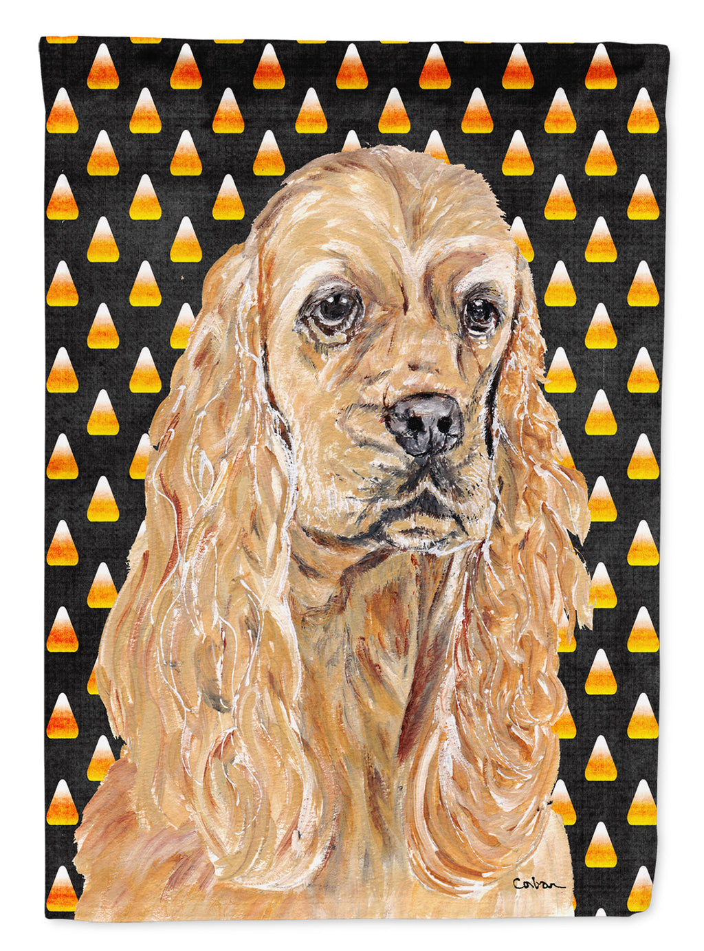 Buff Cocker Spaniel Candy Corn Halloween Garden Flag Mailbox Decorative Yard Banner Outside Patio Artwork for Flower Beds, Garden Size, Multicolor