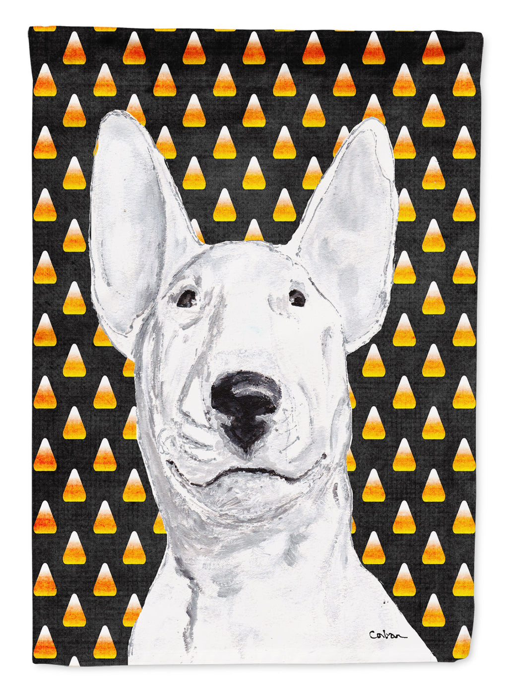 Bull Terrier Candy Corn Halloween Garden Flag Mailbox Decorative Yard Banner Outside Patio Artwork for Flower Beds, Garden Size, Multicolor