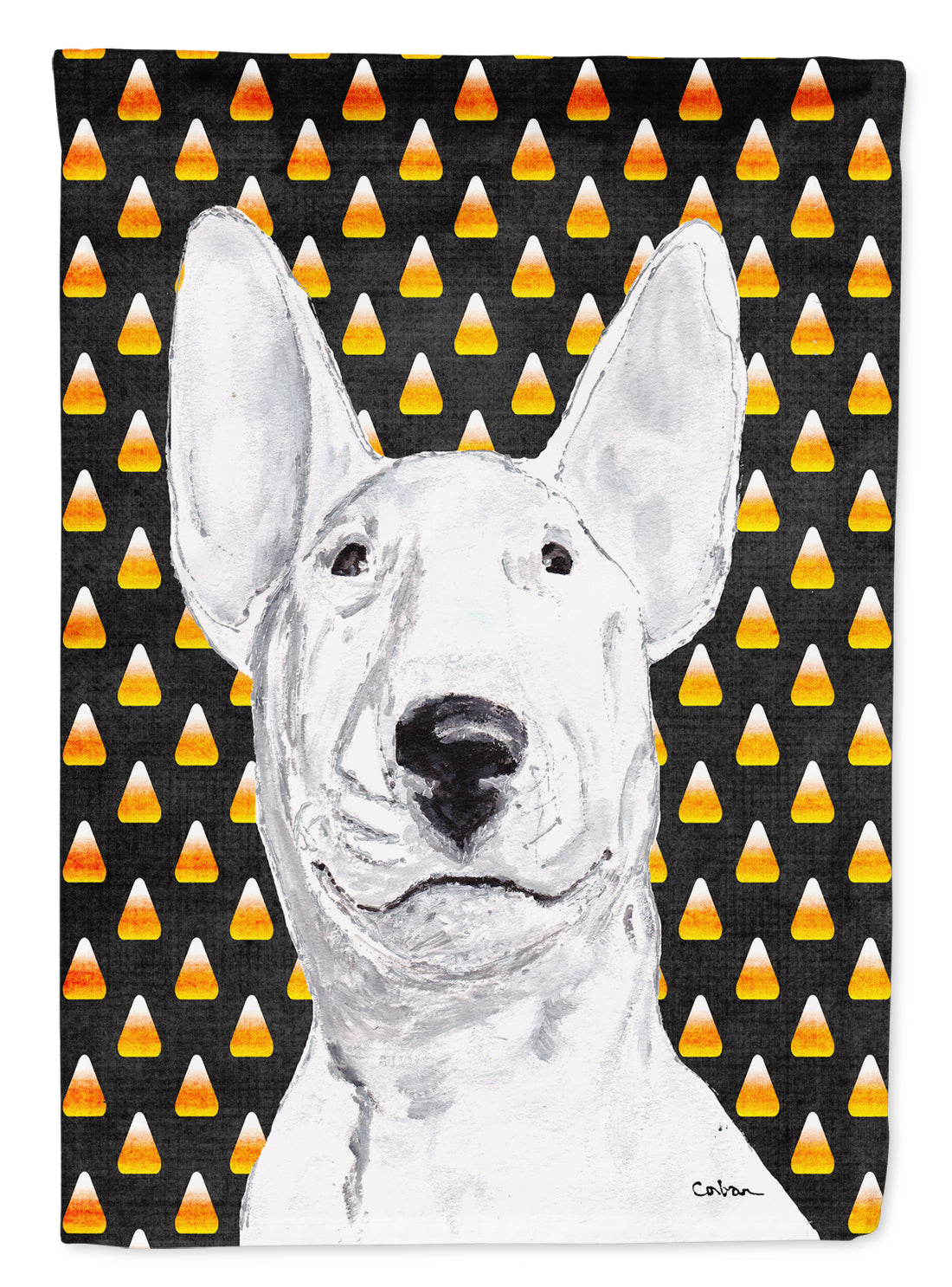 Bull Terrier Candy Corn Halloween Garden Flag Mailbox Decorative Yard Banner Outside Patio Artwork for Flower Beds, Garden Size, Multicolor