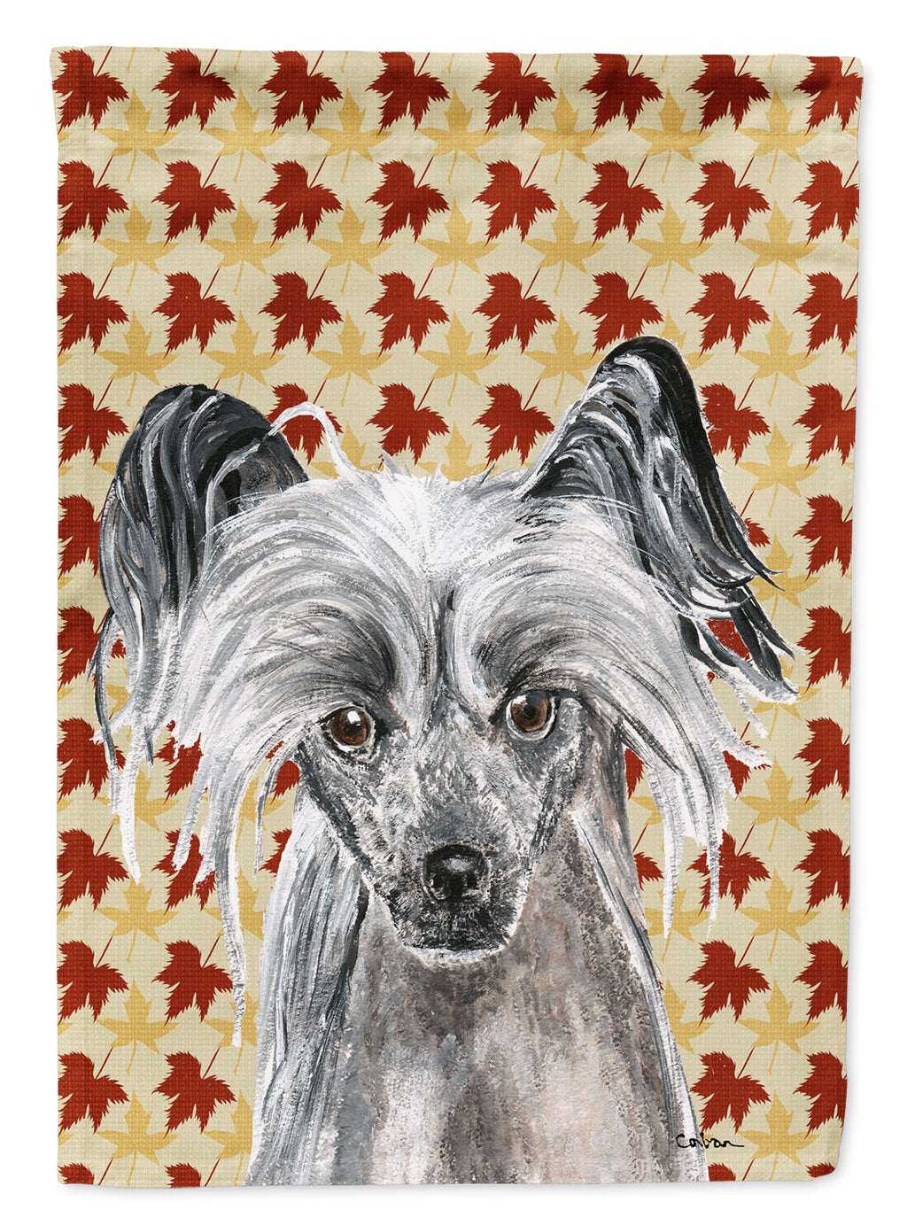 Chinese Crested Fall Leaves Garden Flag Mailbox Decorative Yard Banner Outside Patio Artwork for Flower Beds, Garden Size, Multicolor