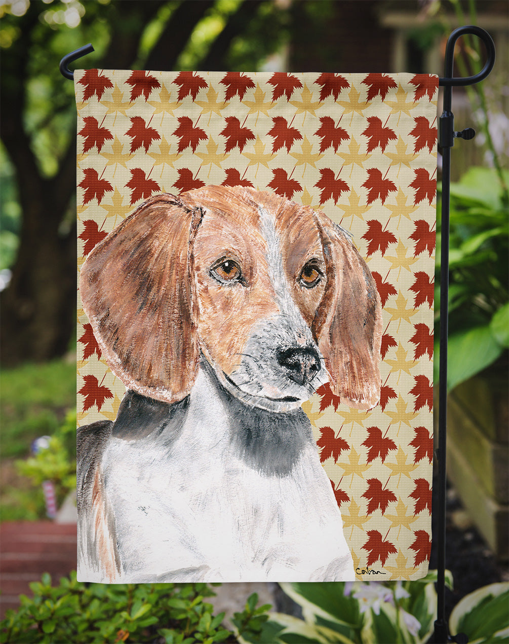 English Foxhound Fall Leaves Garden Flag Mailbox Decorative Yard Banner Outside Patio Artwork for Flower Beds, Garden Size, Multicolor