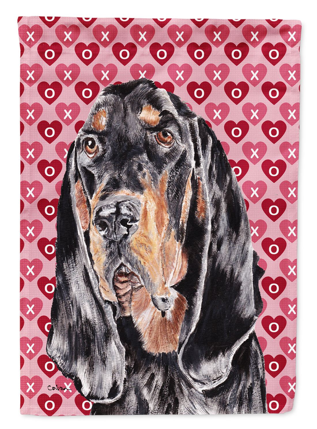 Black and Tan Coonhound Hearts and Love Garden Flag Mailbox Decorative Yard Banner Outside Patio Artwork for Flower Beds, Garden Size, Multicolor
