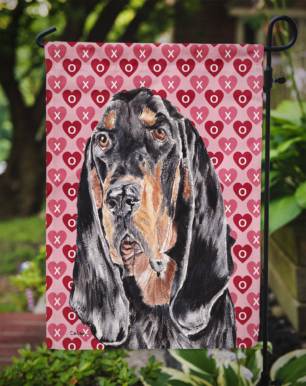 Black and Tan Coonhound Hearts and Love Garden Flag Mailbox Decorative Yard Banner Outside Patio Artwork for Flower Beds, Garden Size, Multicolor