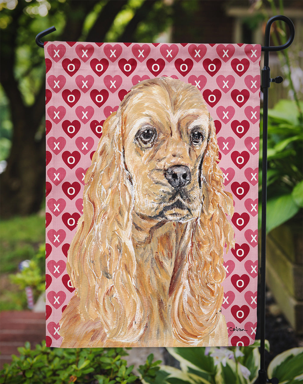 Buff Cocker Spaniel Hearts and Love Garden Flag Mailbox Decorative Yard Banner Outside Patio Artwork for Flower Beds, Garden Size, Multicolor