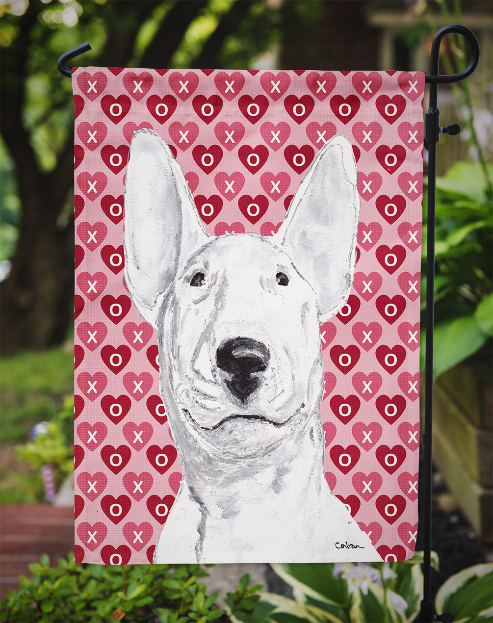 Bull Terrier Hearts and Love Garden Flag Mailbox Decorative Yard Banner Outside Patio Artwork for Flower Beds, Garden Size, Multicolor