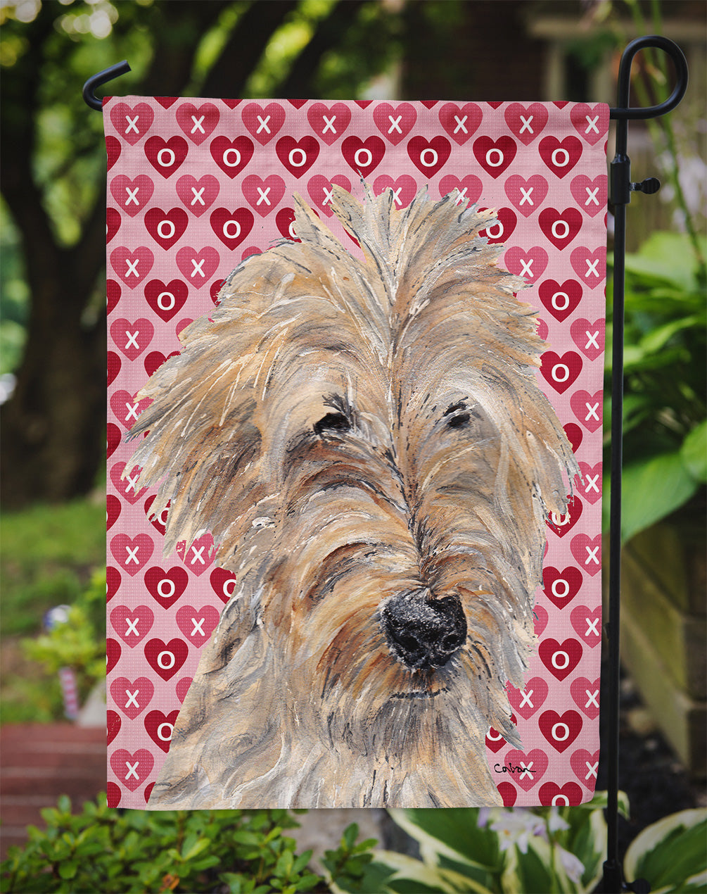 Golden Doodle Hearts and Love Garden Flag Mailbox Decorative Yard Banner Outside Patio Artwork for Flower Beds, Garden Size, Multicolor