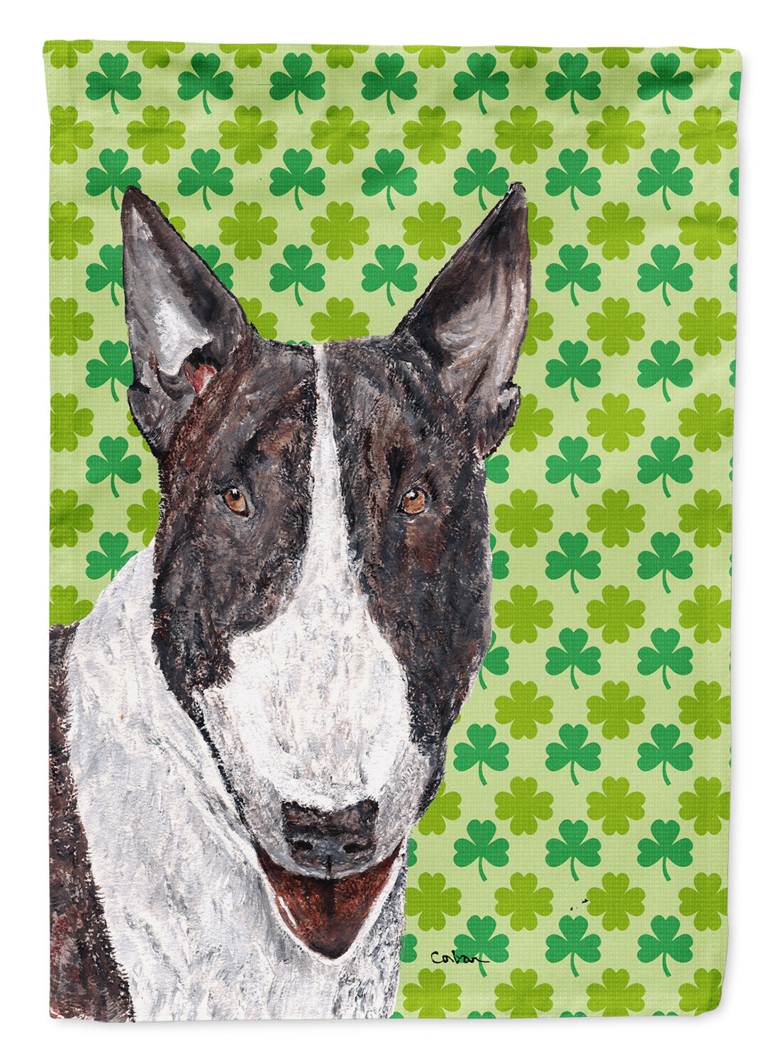 Bull Terrier Lucky Shamrock St. Patrick's Day Garden Flag Mailbox Decorative Yard Banner Outside Patio Artwork for Flower Beds, Garden Size, Multicolor