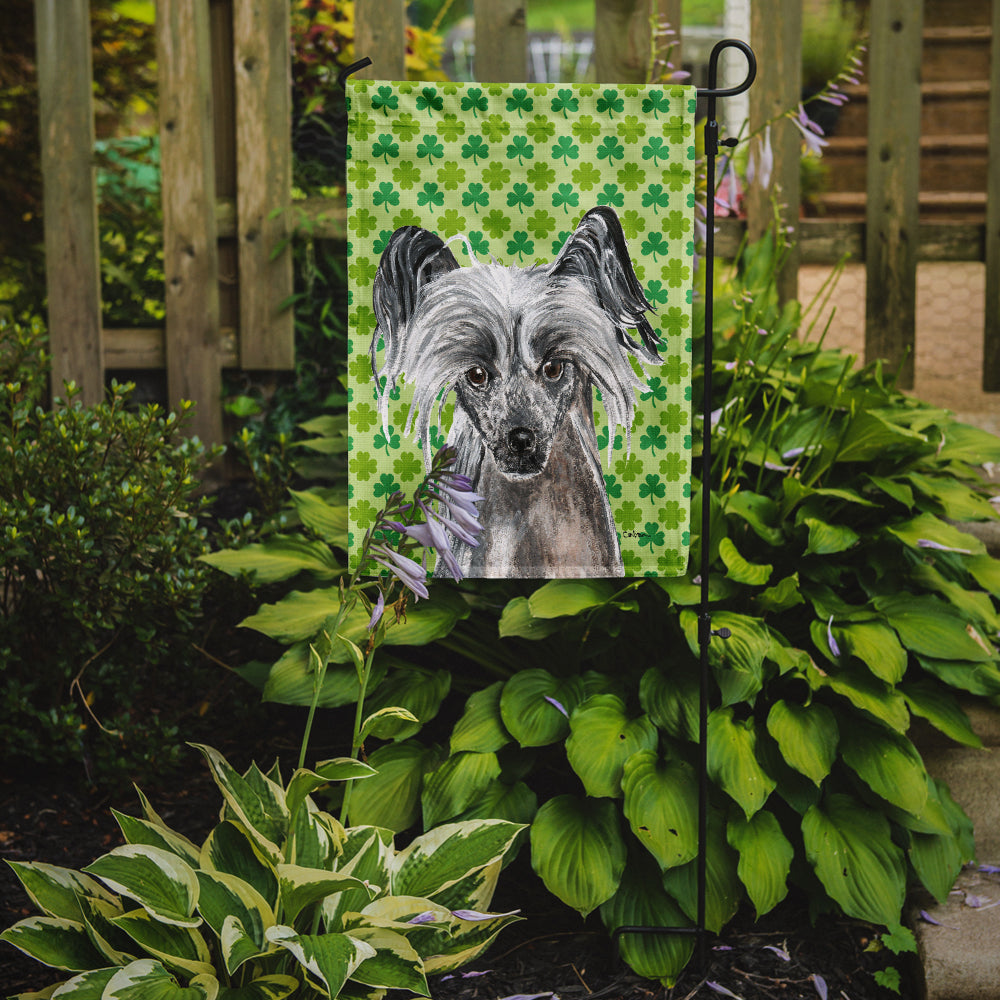 Chinese Crested Lucky Shamrock St. Patrick's Day Garden Flag Mailbox Decorative Yard Banner Outside Patio Artwork for Flower Beds, Garden Size, Multicolor