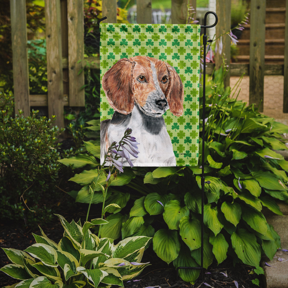 English Foxhound Lucky Shamrock St. Patrick's Day Garden Flag Mailbox Decorative Yard Banner Outside Patio Artwork for Flower Beds, Garden Size, Multicolor