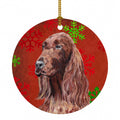 Irish Setter Red Snowflakes Holiday Ceramic Ornament Christmas Tree Hanging Decorations for Home Christmas Holiday, Party, Gift, 3 in, Multicolor