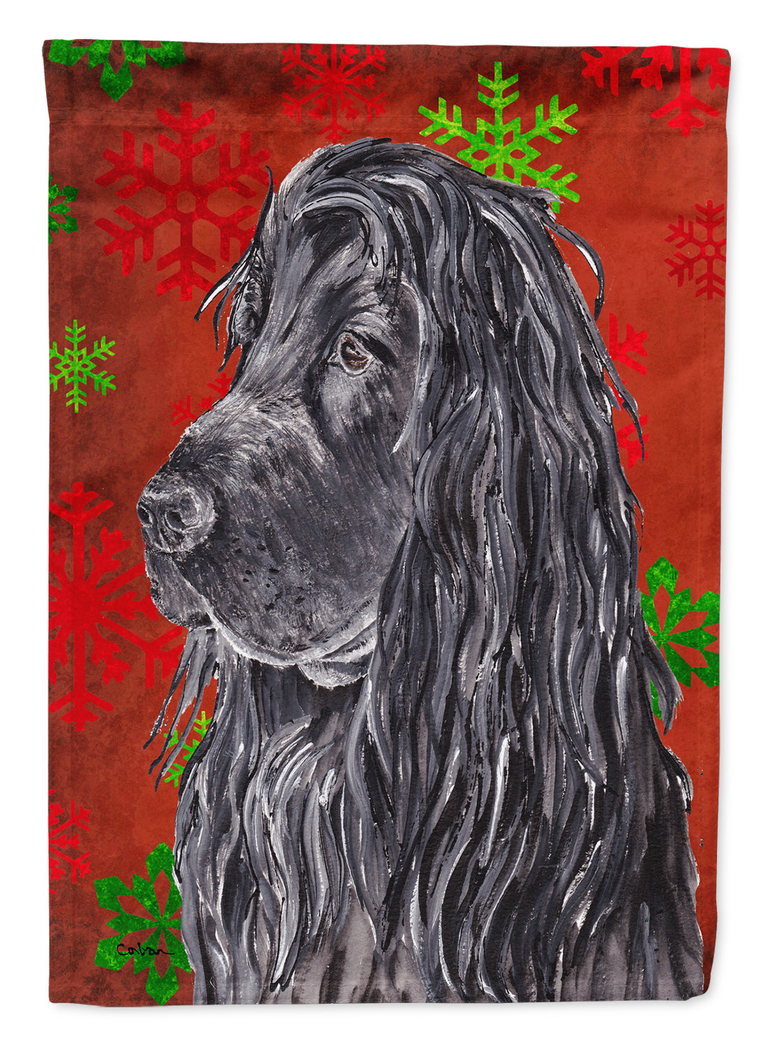Black Cocker Spaniel Red Snowflakes Holiday Garden Flag Mailbox Decorative Yard Banner Outside Patio Artwork for Flower Beds, Garden Size, Multicolor