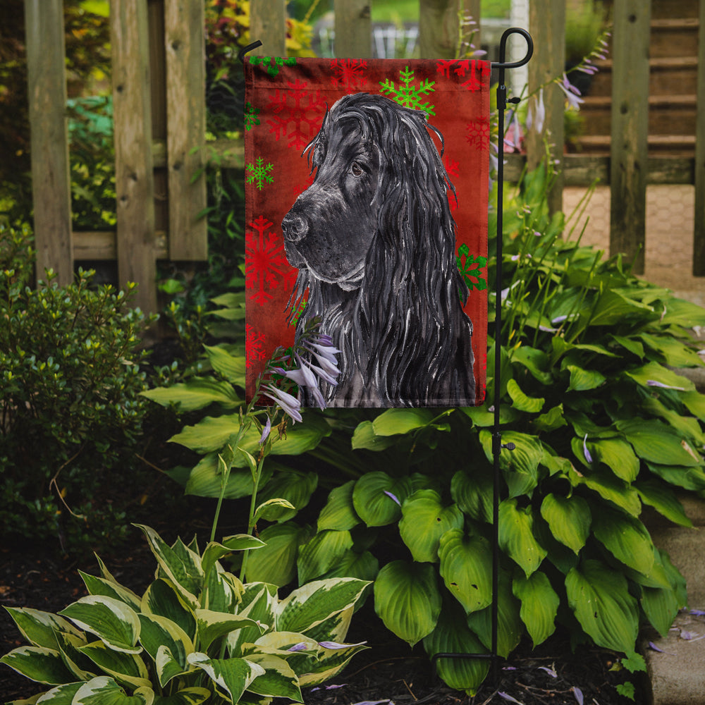 Black Cocker Spaniel Red Snowflakes Holiday Garden Flag Mailbox Decorative Yard Banner Outside Patio Artwork for Flower Beds, Garden Size, Multicolor