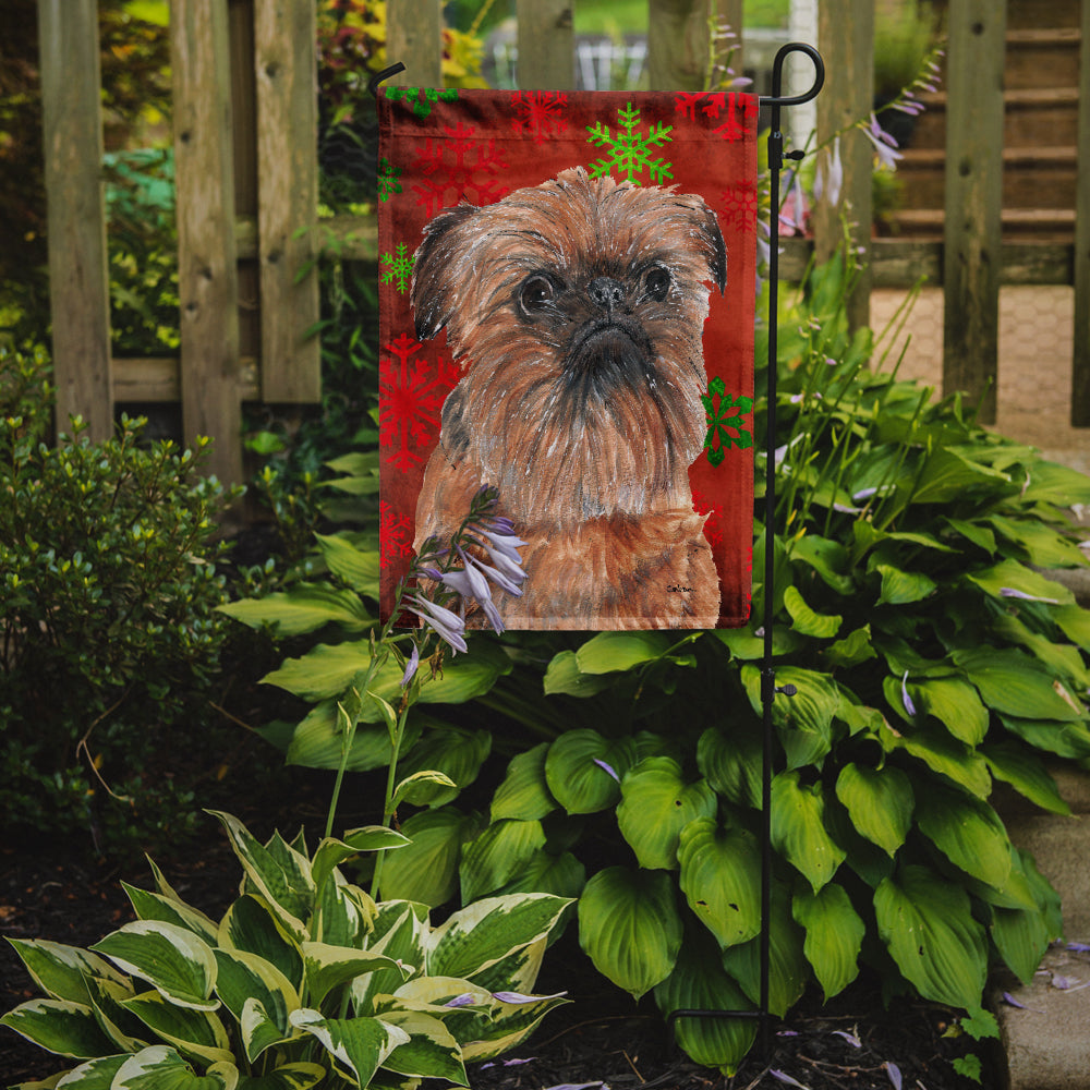 Brussels Griffon Red Snowflakes Holiday Garden Flag Mailbox Decorative Yard Banner Outside Patio Artwork for Flower Beds, Garden Size, Multicolor