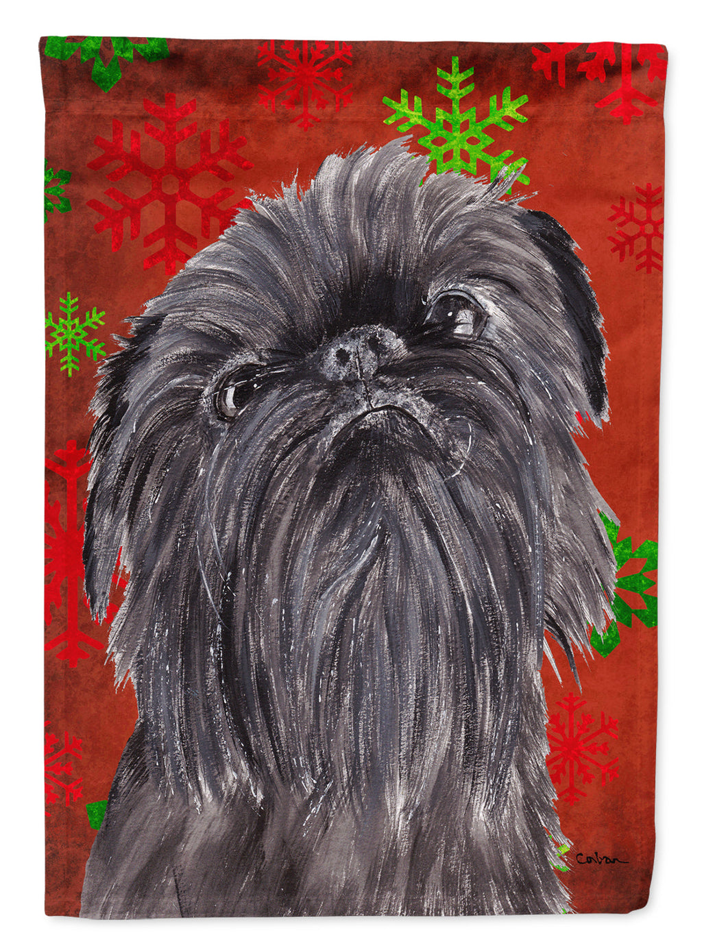 Brussels Griffon Red Snowflakes Holiday Garden Flag Mailbox Decorative Yard Banner Outside Patio Artwork for Flower Beds, Garden Size, Multicolor