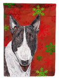 Bull Terrier Red Snowflakes Holiday Garden Flag Mailbox Decorative Yard Banner Outside Patio Artwork for Flower Beds, Garden Size, Multicolor