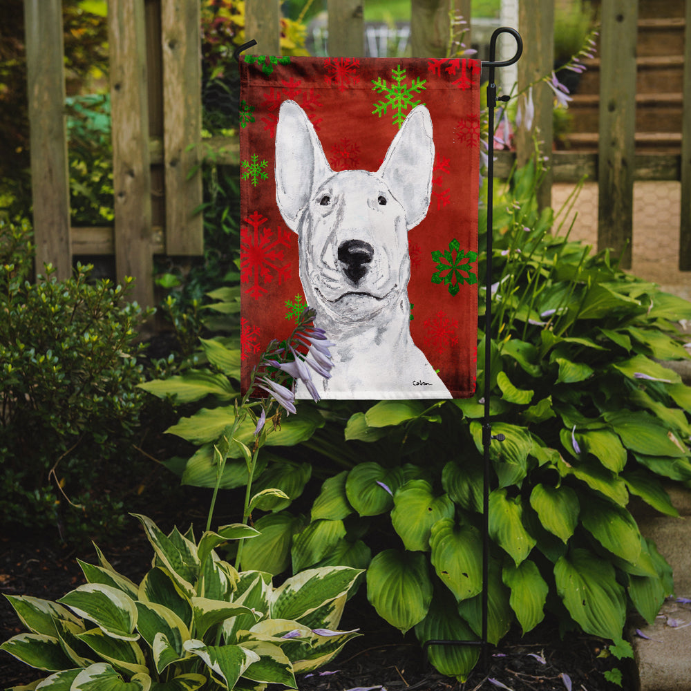 Bull Terrier Red Snowflakes Holiday Garden Flag Mailbox Decorative Yard Banner Outside Patio Artwork for Flower Beds, Garden Size, Multicolor