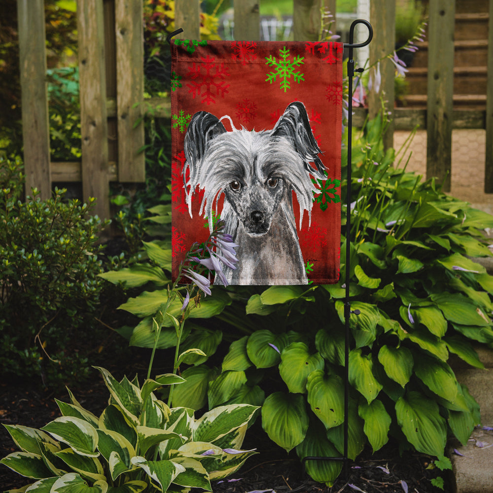 Chinese Crested Red Snowflakes Holiday Garden Flag Mailbox Decorative Yard Banner Outside Patio Artwork for Flower Beds, Garden Size, Multicolor