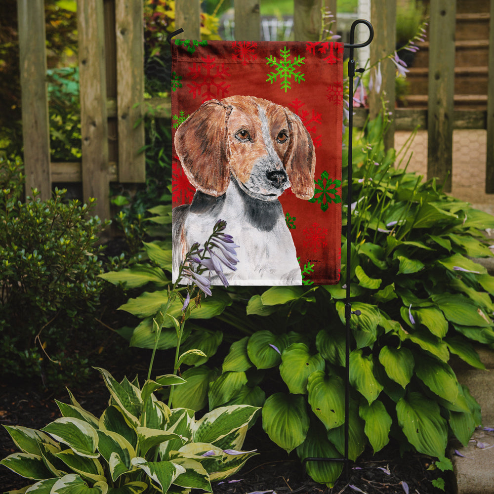 English Foxhound Red Snowflakes Holiday Garden Flag Mailbox Decorative Yard Banner Outside Patio Artwork for Flower Beds, Garden Size, Multicolor