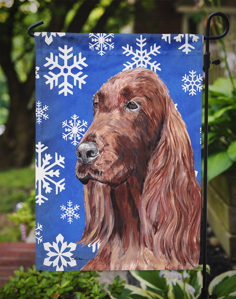 Irish Setter Winter Snowflakes Garden Flag Mailbox Decorative Yard Banner Outside Patio Artwork for Flower Beds, Garden Size, Multicolor